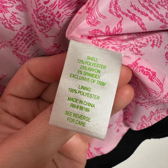 Lilly Pulitzer Black One Button Blazer Jacket Women’s Small Pink Script Lining - Picture 8 of 14